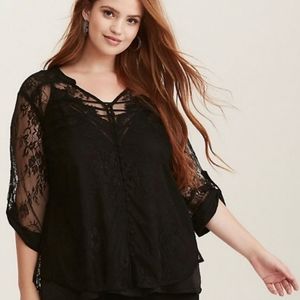 Torrid NWT black lace blouse